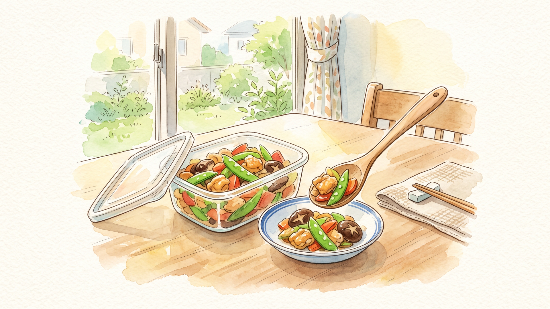 バットに小分けして並べた数種類の作り置き