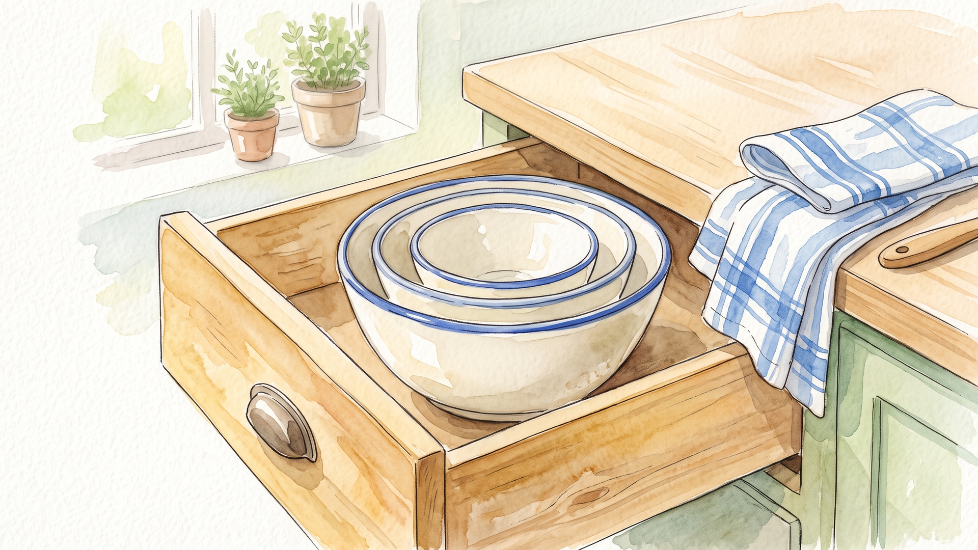 引き出しから取り出した、大きさ違いのボウル3つ
